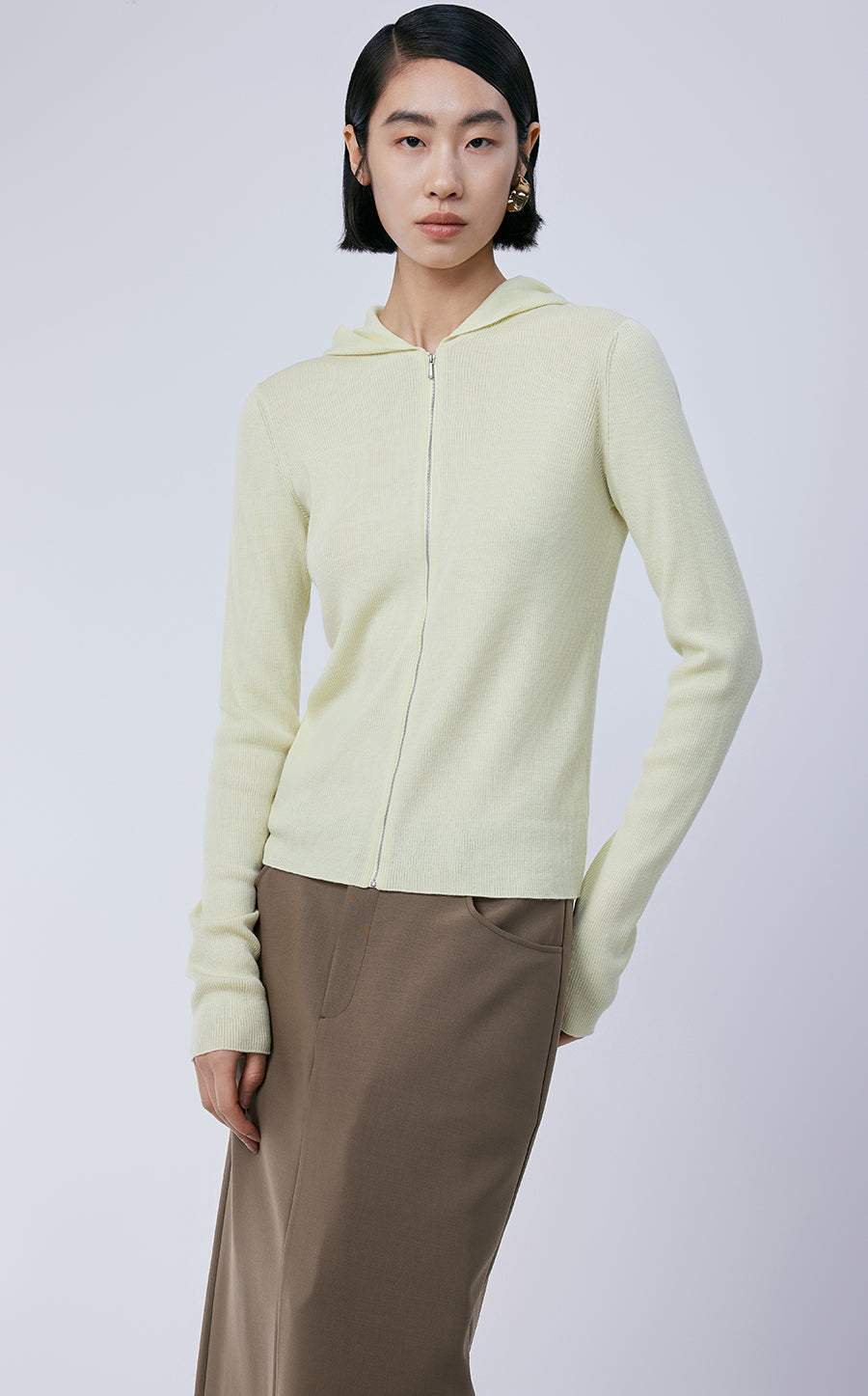 Cardigan / JNBY Wool Knit Hooded Cropped Cardigan￡¨Spring 24￡?