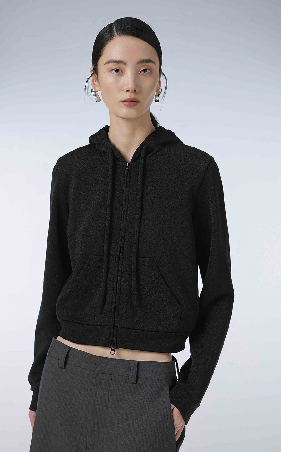 Sweatershirt / JNBY Cotton-viscose Miao-inspired Hoodie Black