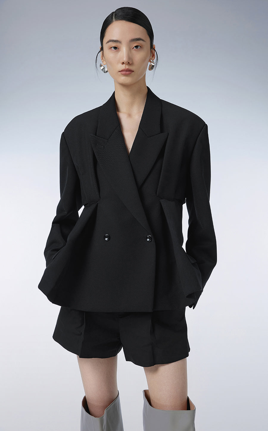Blazer / JNBY Wool Blazer in Pleated-detail￡¨Spring 24￡?