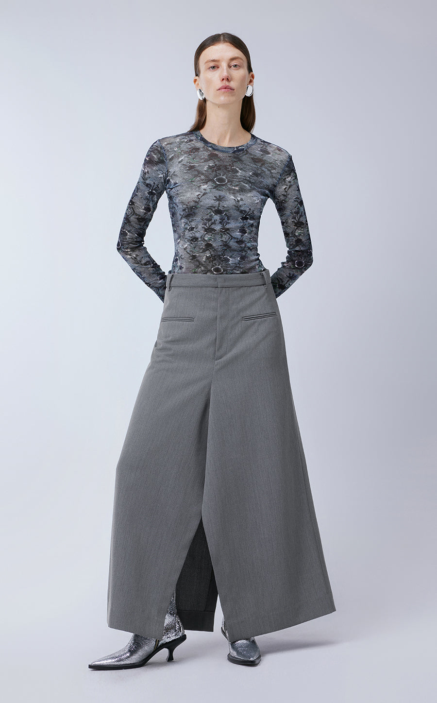 T-shirt / JNBY Slim-fit Miao-inspired Prints T-shirt Grey S