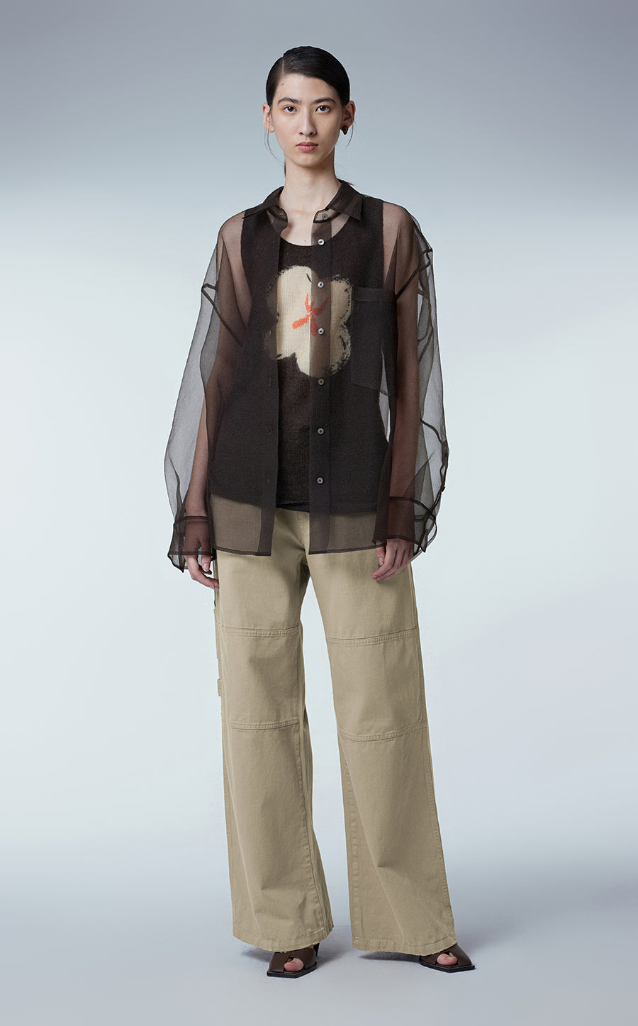 Shirt / JNBY Oversized See-through Shirt Brown