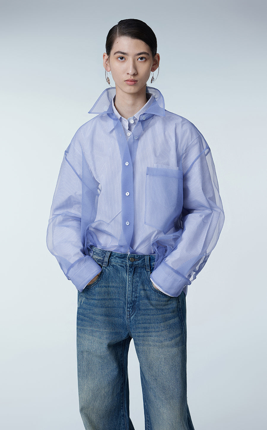 Shirt / JNBY Oversized See-through Shirt LightSteelBlue2