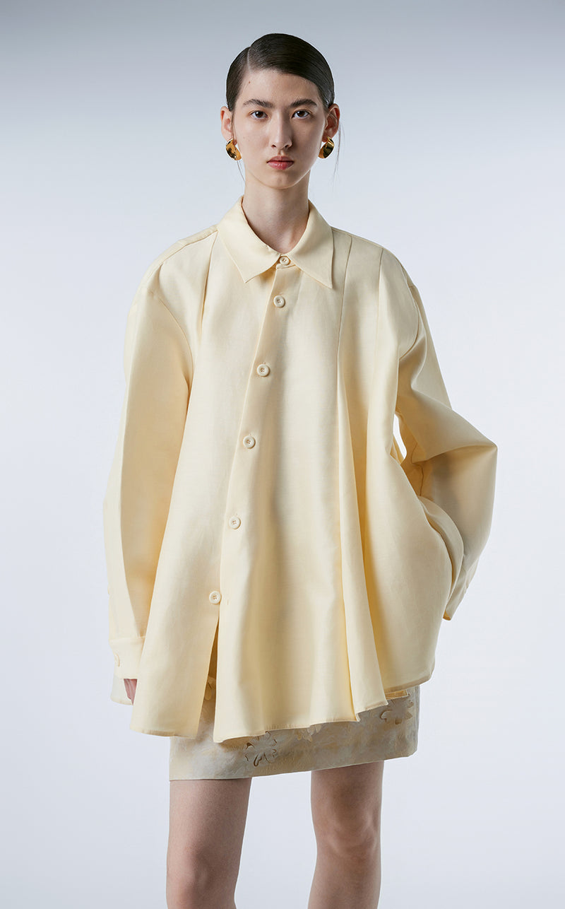 Shirt / JNBY Oversized Cotton-silk Asymmetric Shirt Cornsilk