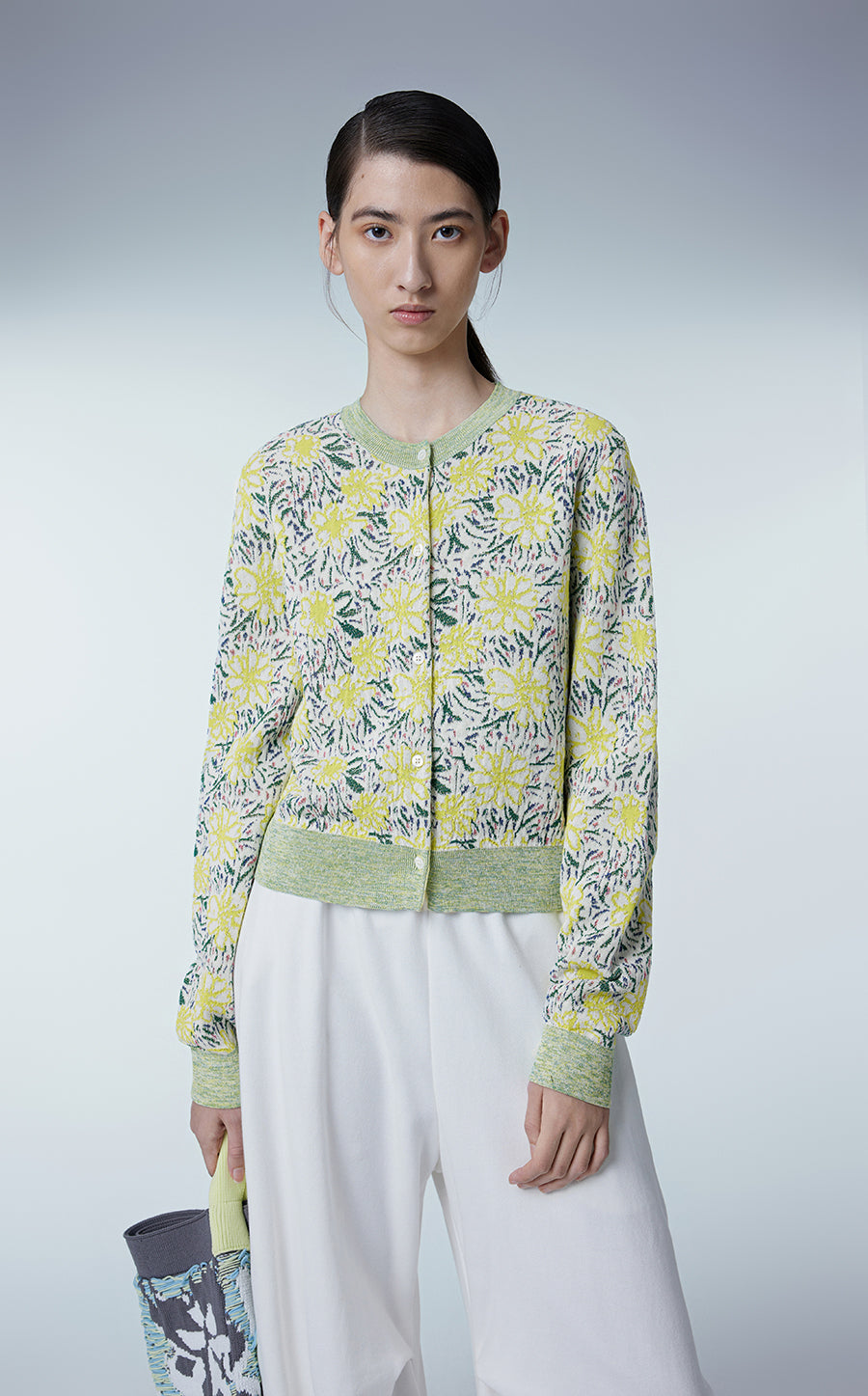Sweater / JNBY Daisy Jacquard Ribbed Sweater DarkSeaGreen