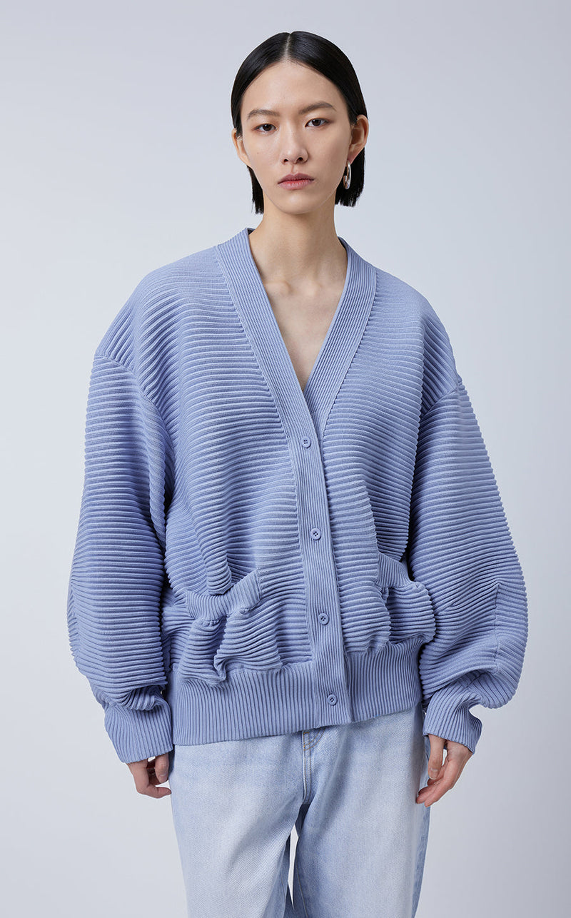 Sweater / JNBY Relaxed Jacquard Mid-length Cardigan LightSteelBlue
