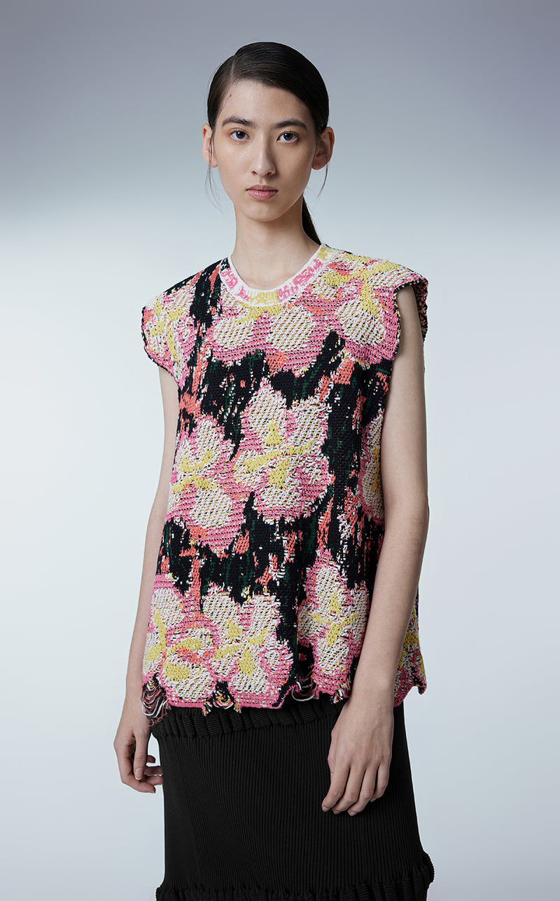 Vest / (ESG) JNBY Relaxed Floral Sweater Vest Pink