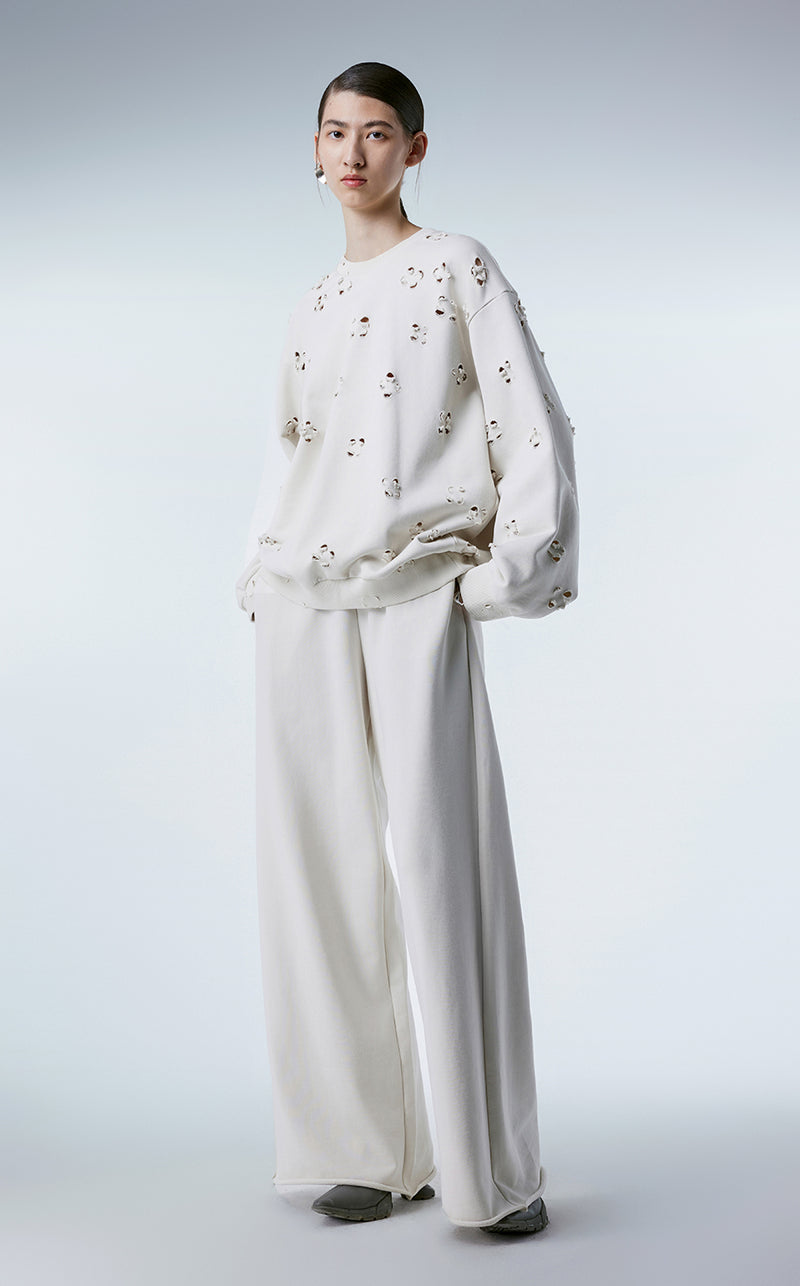 Sweatershirt / (ESG) JNBY Plum Bossom Cut-out Pullover Sweatershirt