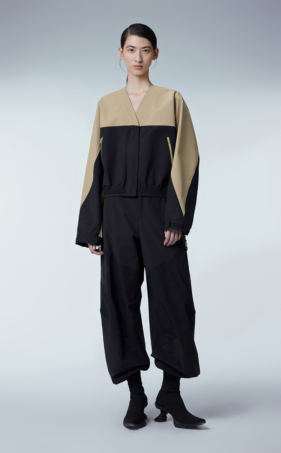 Coat / JNBY Relaxed Nylon Color-block Jacket Black XS