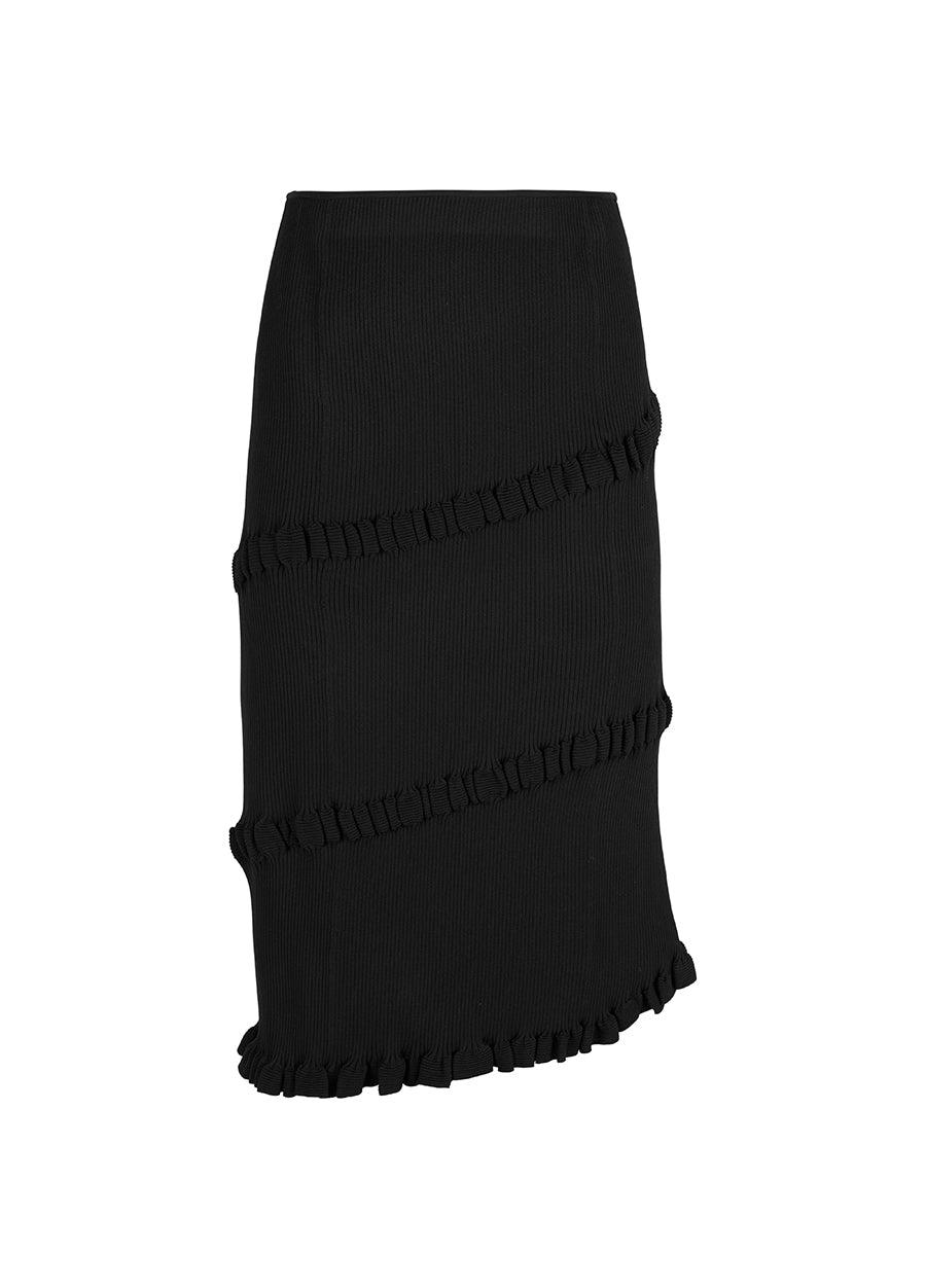 Skirt / JNBY Asymmetric Calf-length Skirt Black