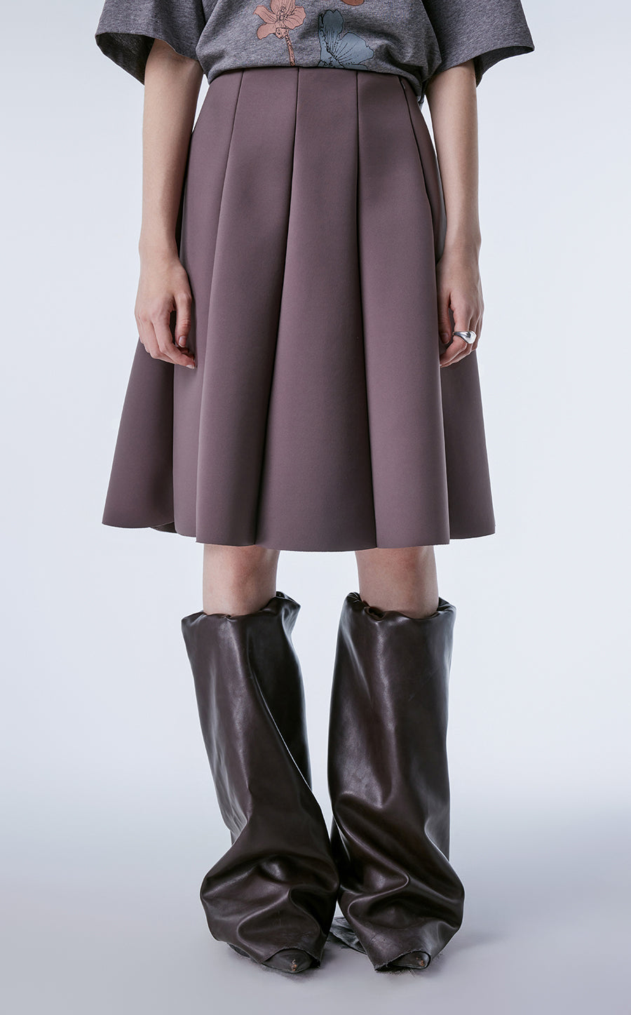 Skirt / JNBY Relaxed A-line Knee-length Skirt Plum4