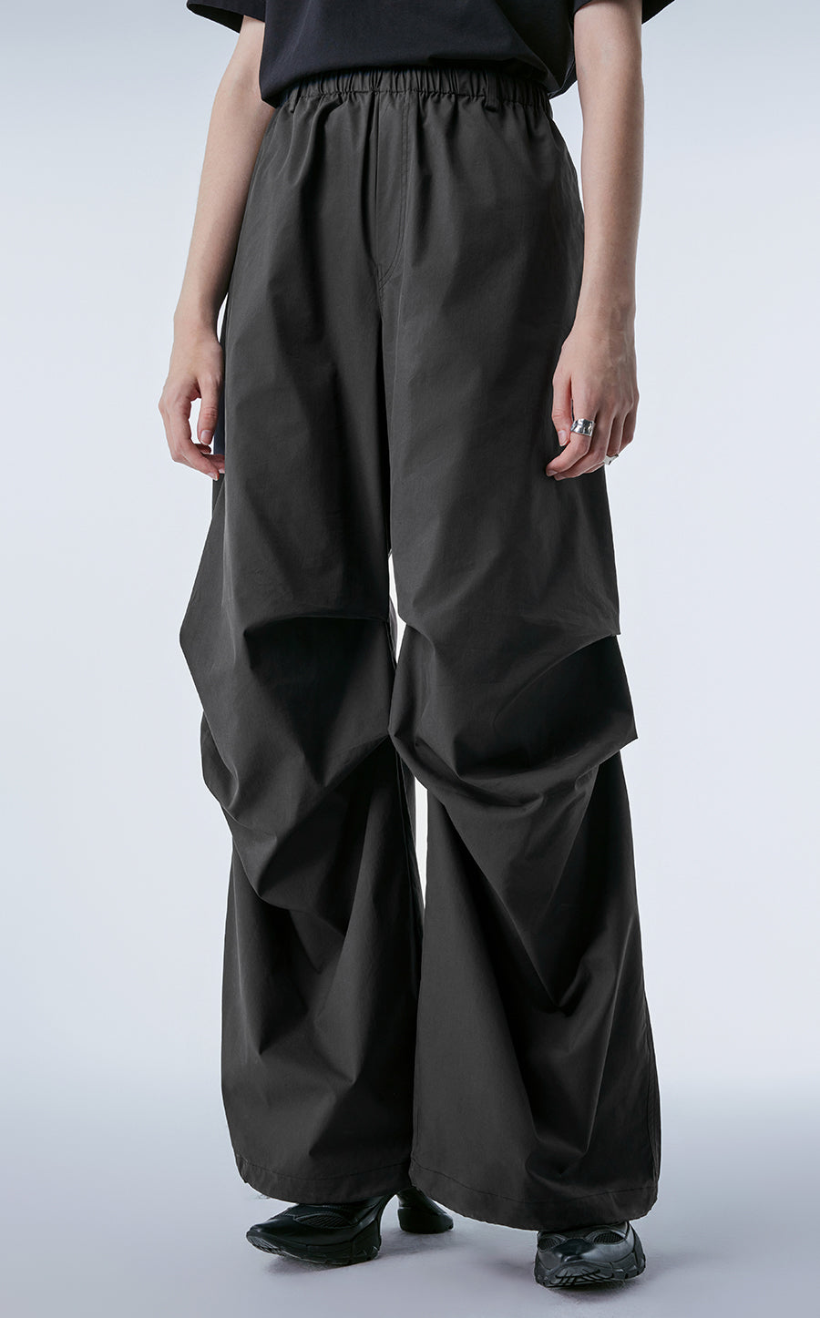 Pants / JNBY Gathered-detail Wide-leg Pants Black