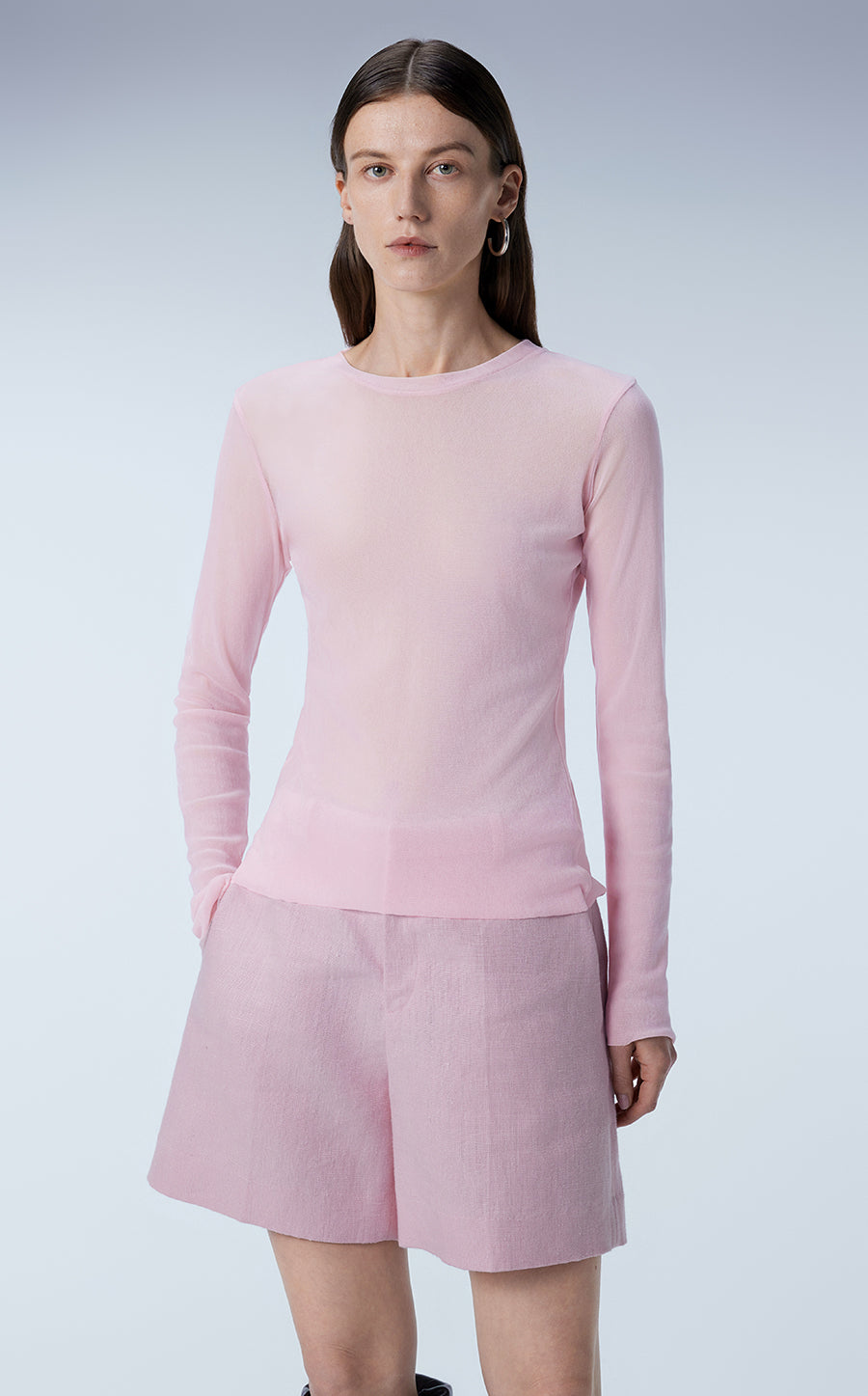 T-shirt / JNBY Slim-fit Long-sleeve T-shirt Pink