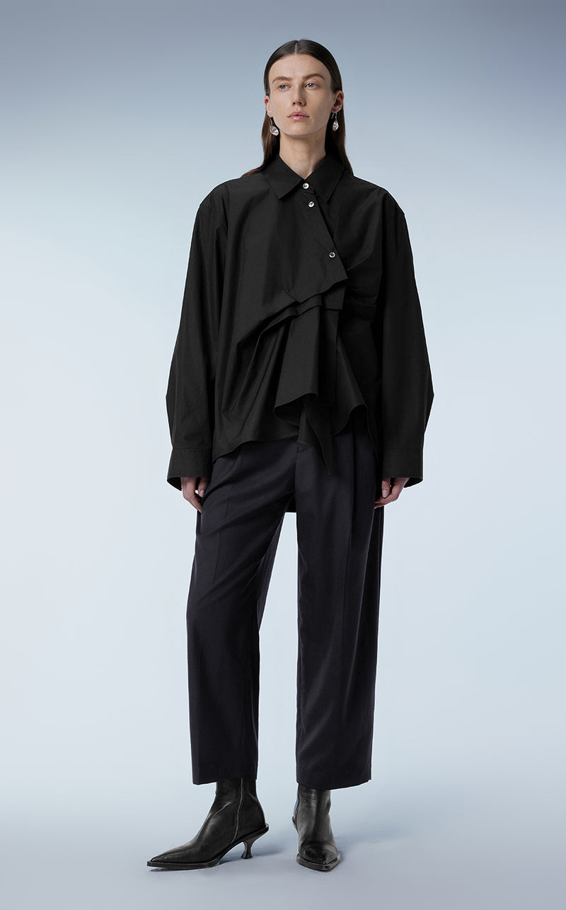 Shirt / JNBY Oversized Asymmetric Cotton Shirt Black