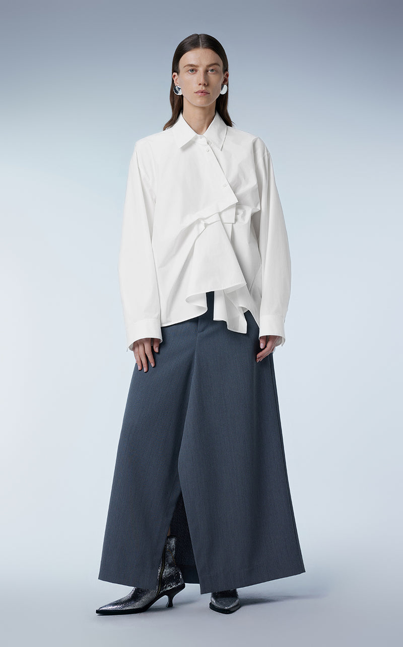 Shirt / JNBY Oversized Asymmetric Cotton Shirt White