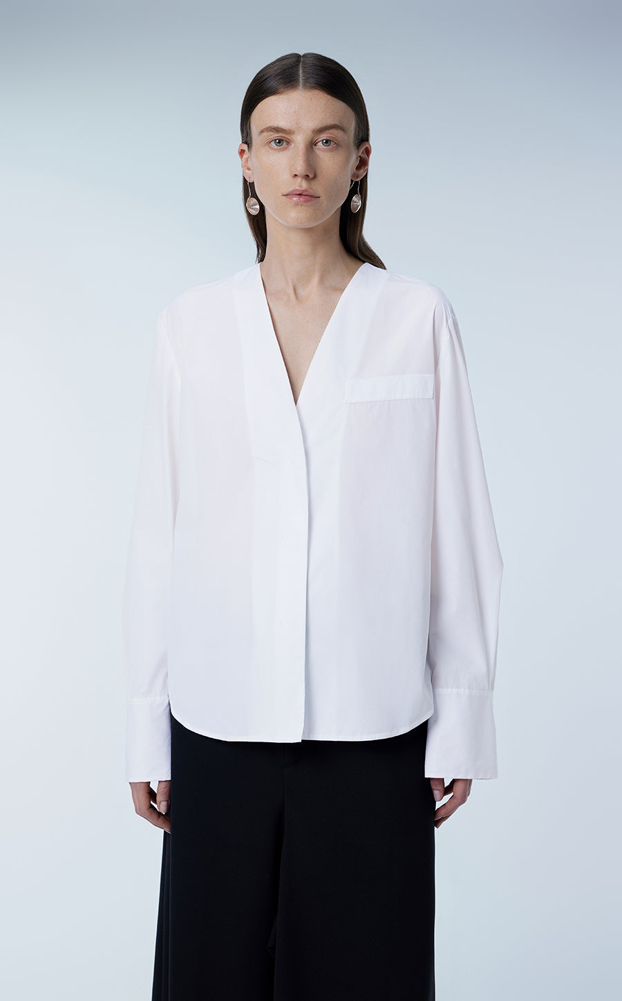 Shirt / JNBY V-neck Concealed Placket Shirt White