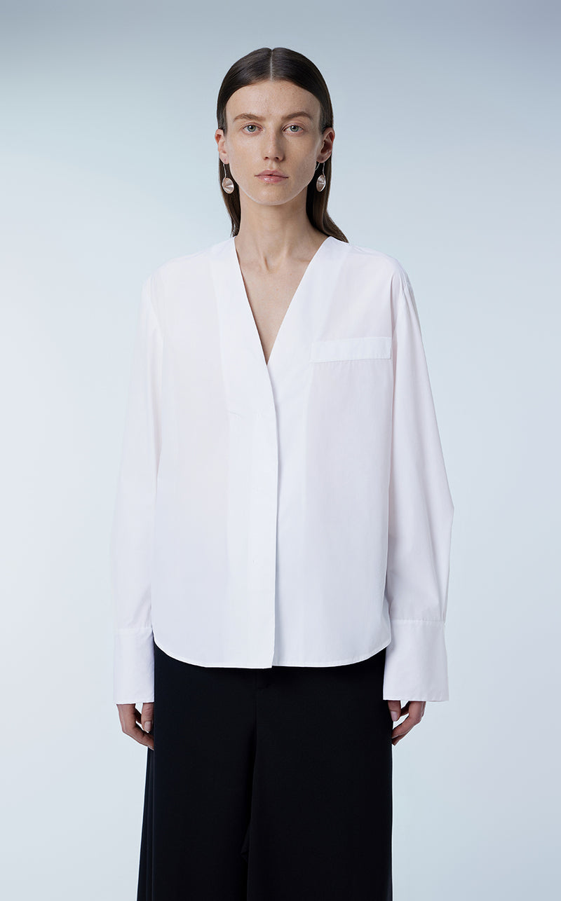 Shirt / JNBY V-neck Concealed Placket Shirt White