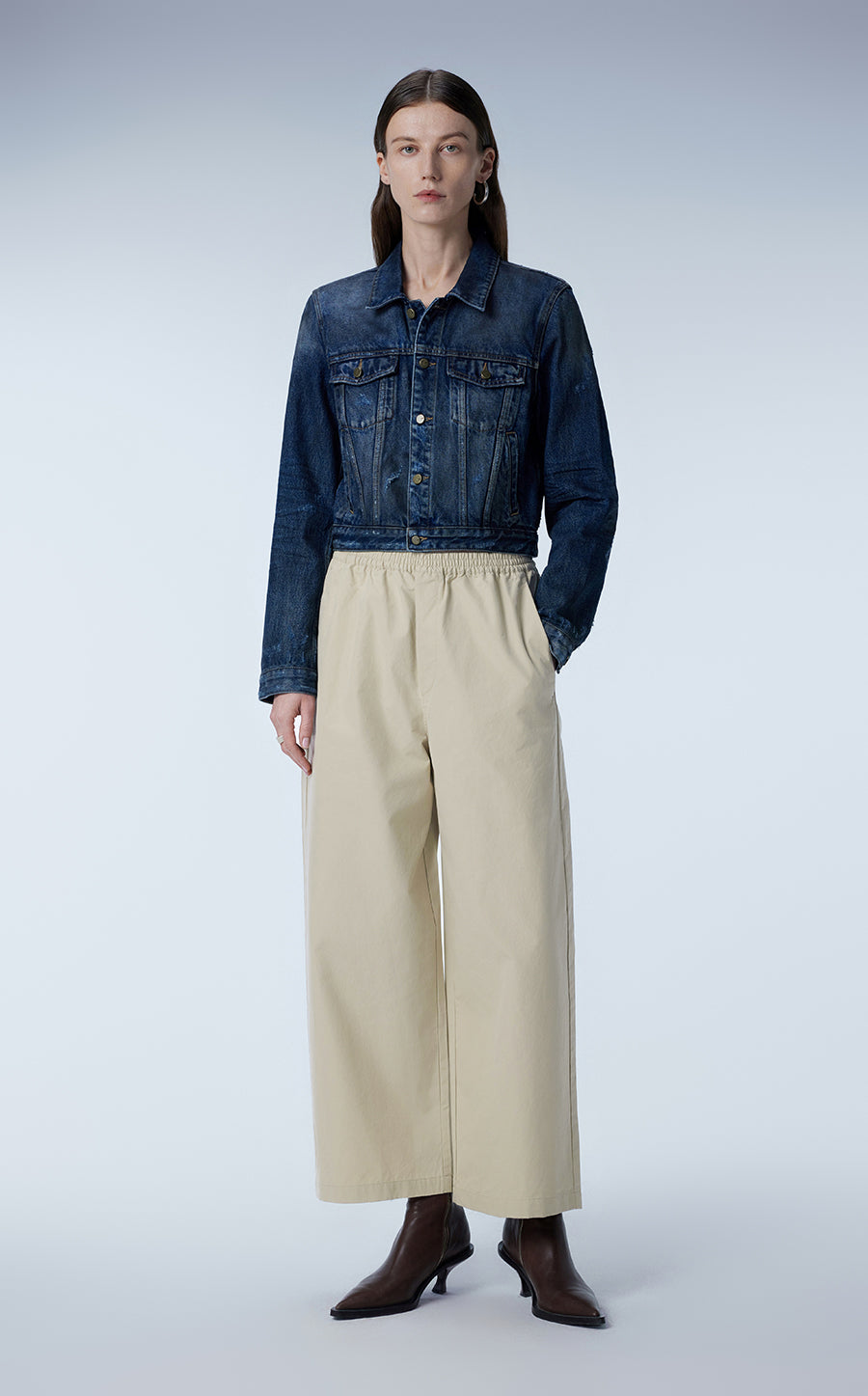 Pants / JNBY Relaxed Elastic-waist Cotton Pants Cornsilk