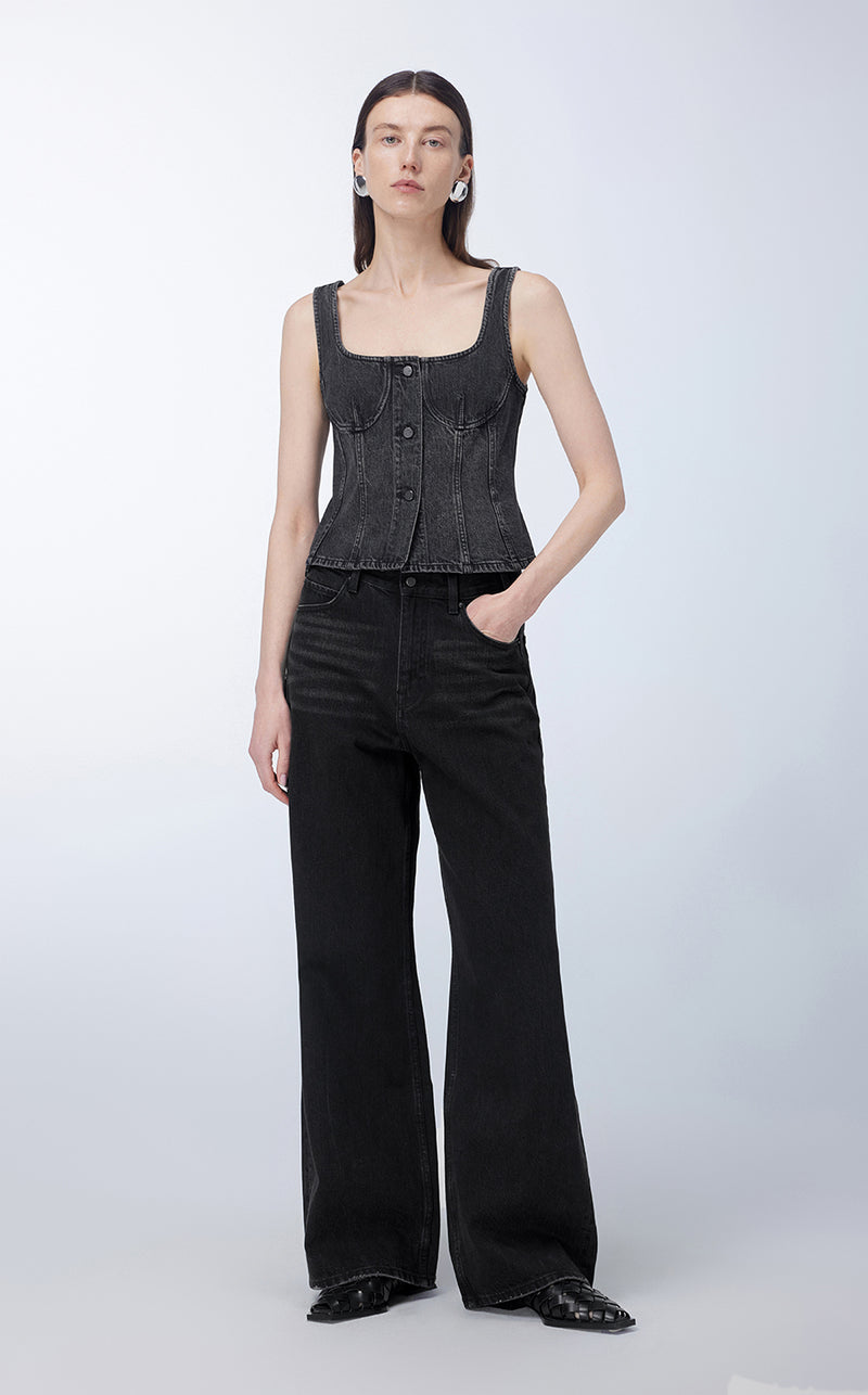 Vest / JNBY Cropped Cotton Denim Vest