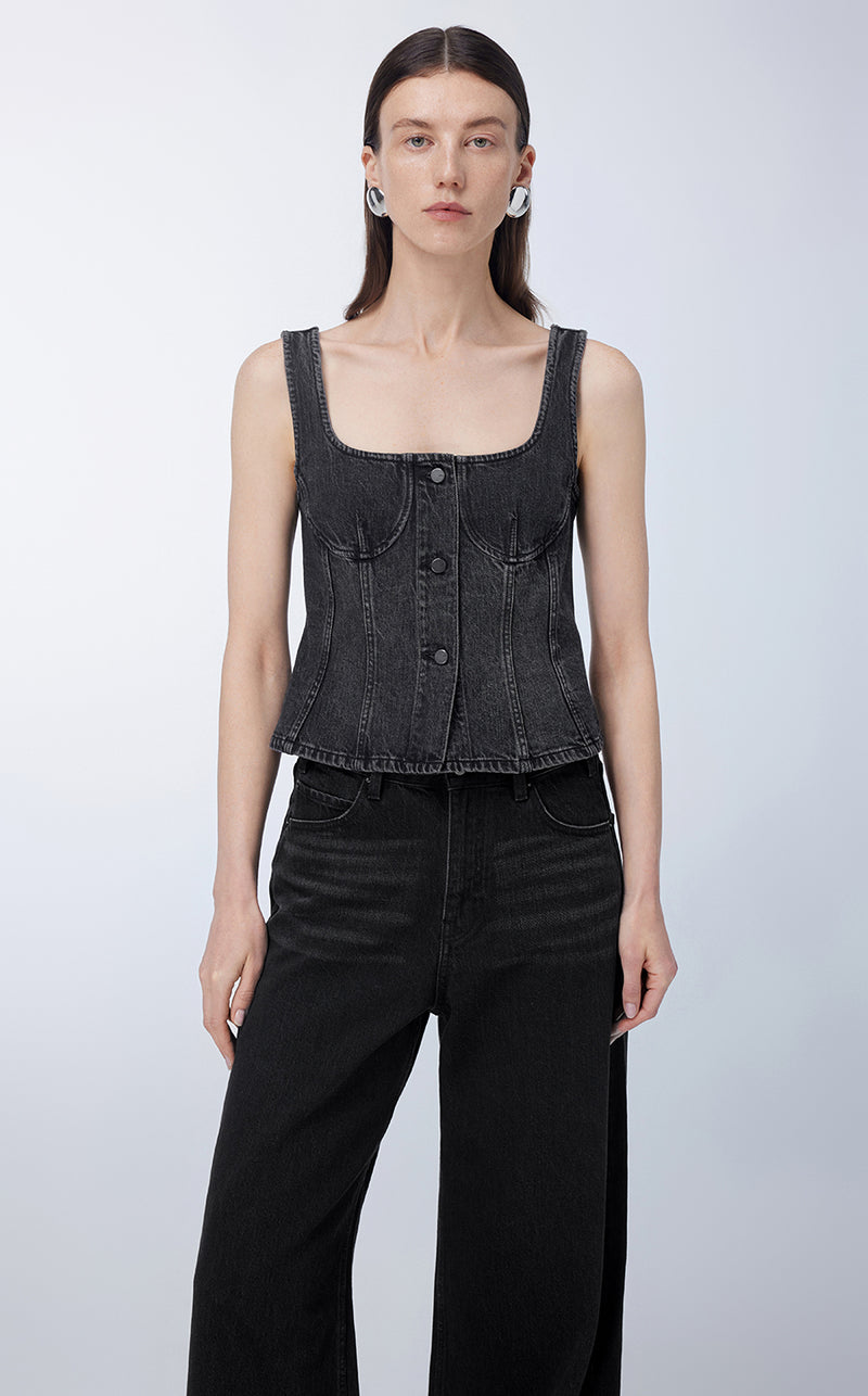 Vest / JNBY Cropped Cotton Denim Vest Black