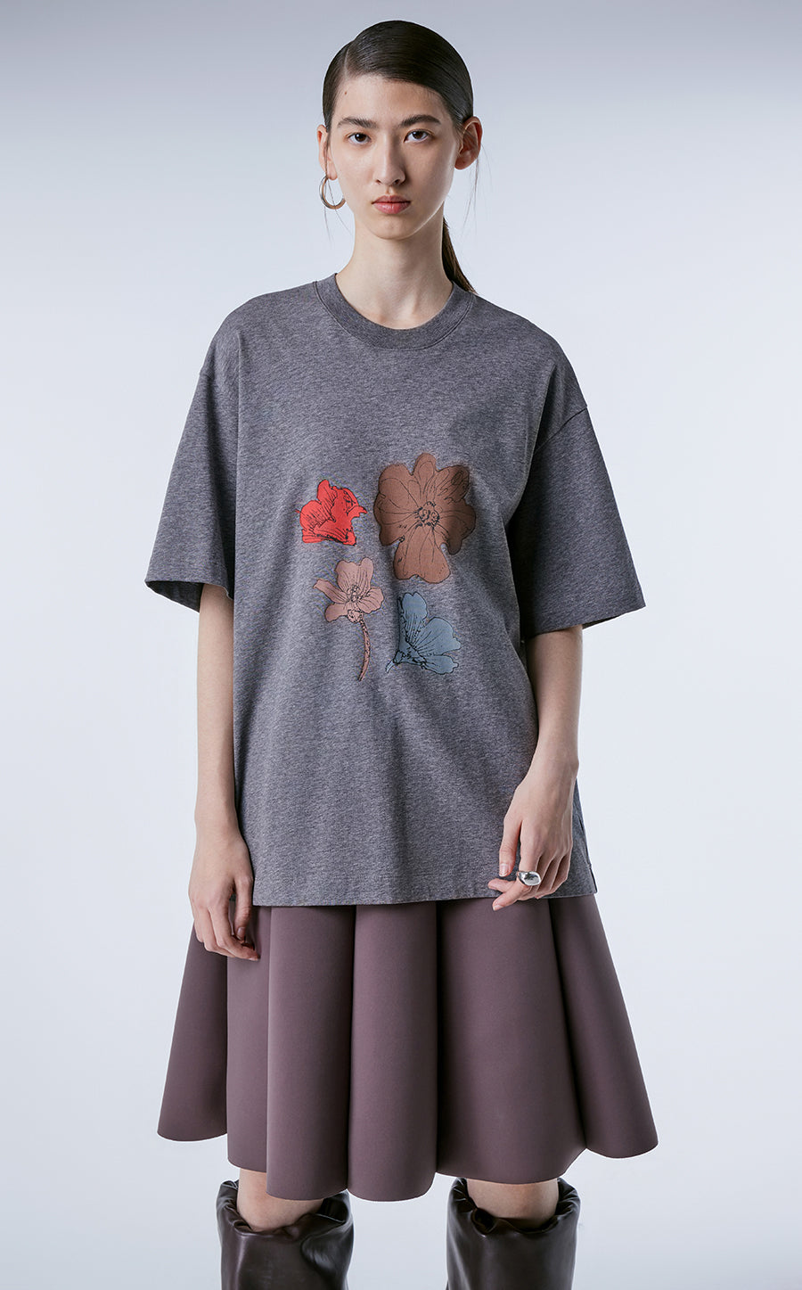 T-shirt / JNBY Miao-inspired Floral Print T-shirt Grey