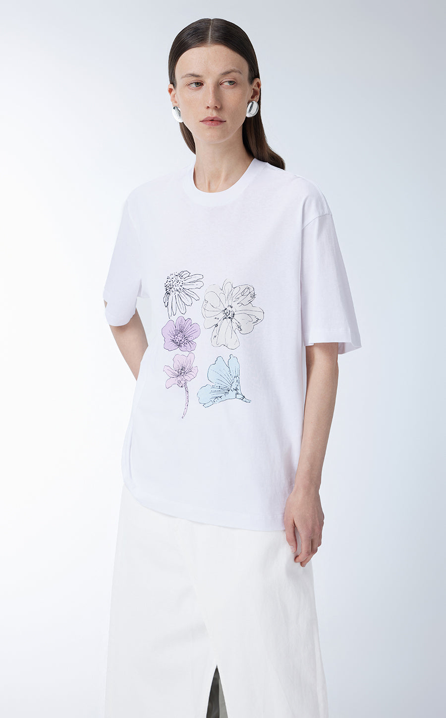 T-shirt / JNBY Miao-inspired Floral Print T-shirt White