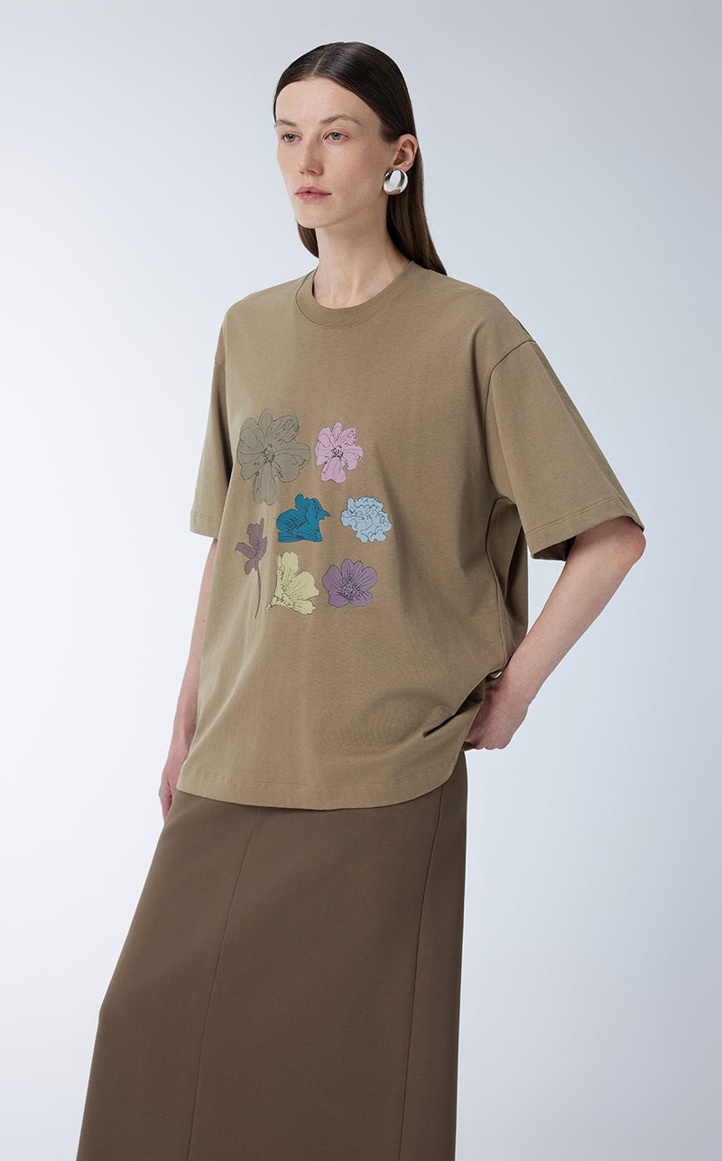 T-shirt / JNBY Miao-inspired Floral Print T-shirt Brown
