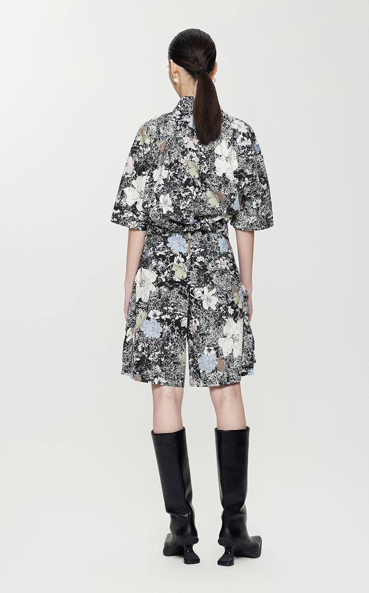 Shorts / JNBY Floral Print Straight Cotton Shorts