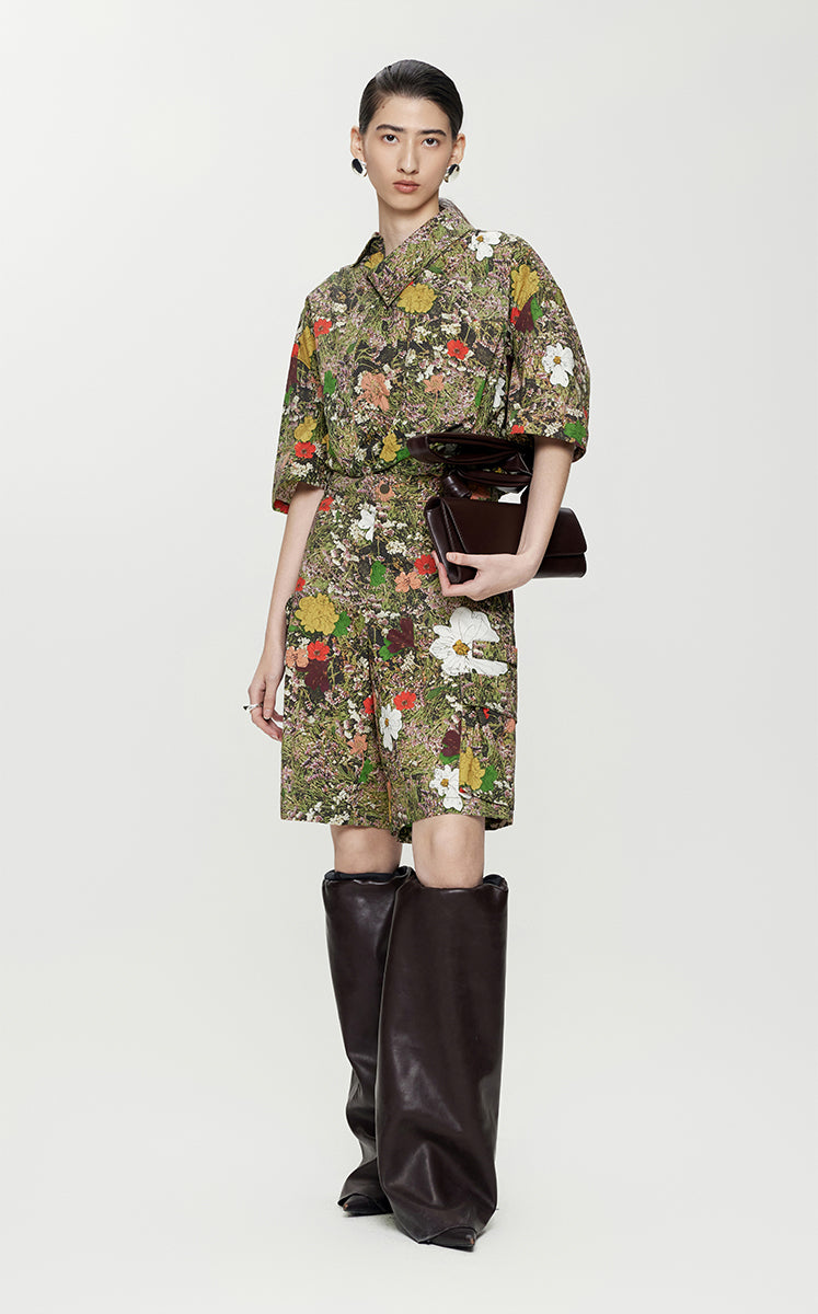 Shorts / JNBY Floral Print Straight Cotton Shorts