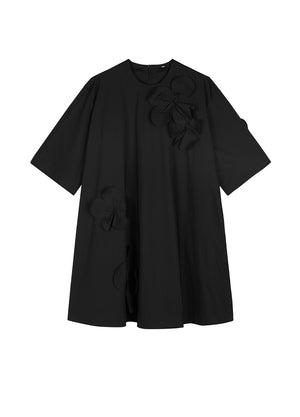 Dress / JNBY 3D-floral Oversize Short-sleeve Dress Black L