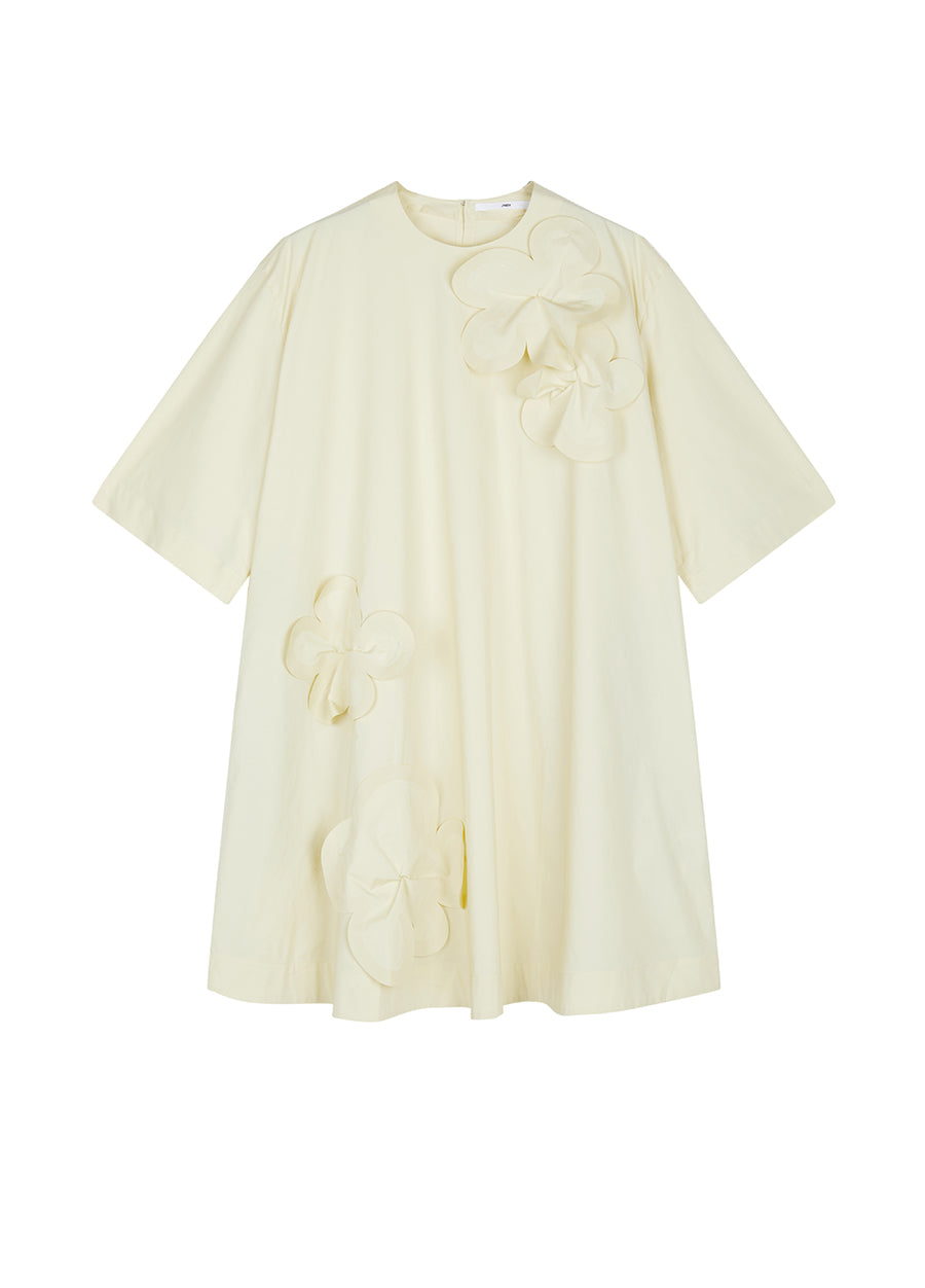 Dress / JNBY 3D-floral Oversize Short-sleeve Dress PaleGoldenrod