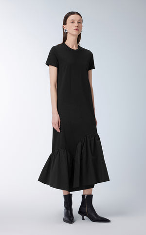 Dress / JNBY Short-sleeve Spliced Cotton Dress Black
