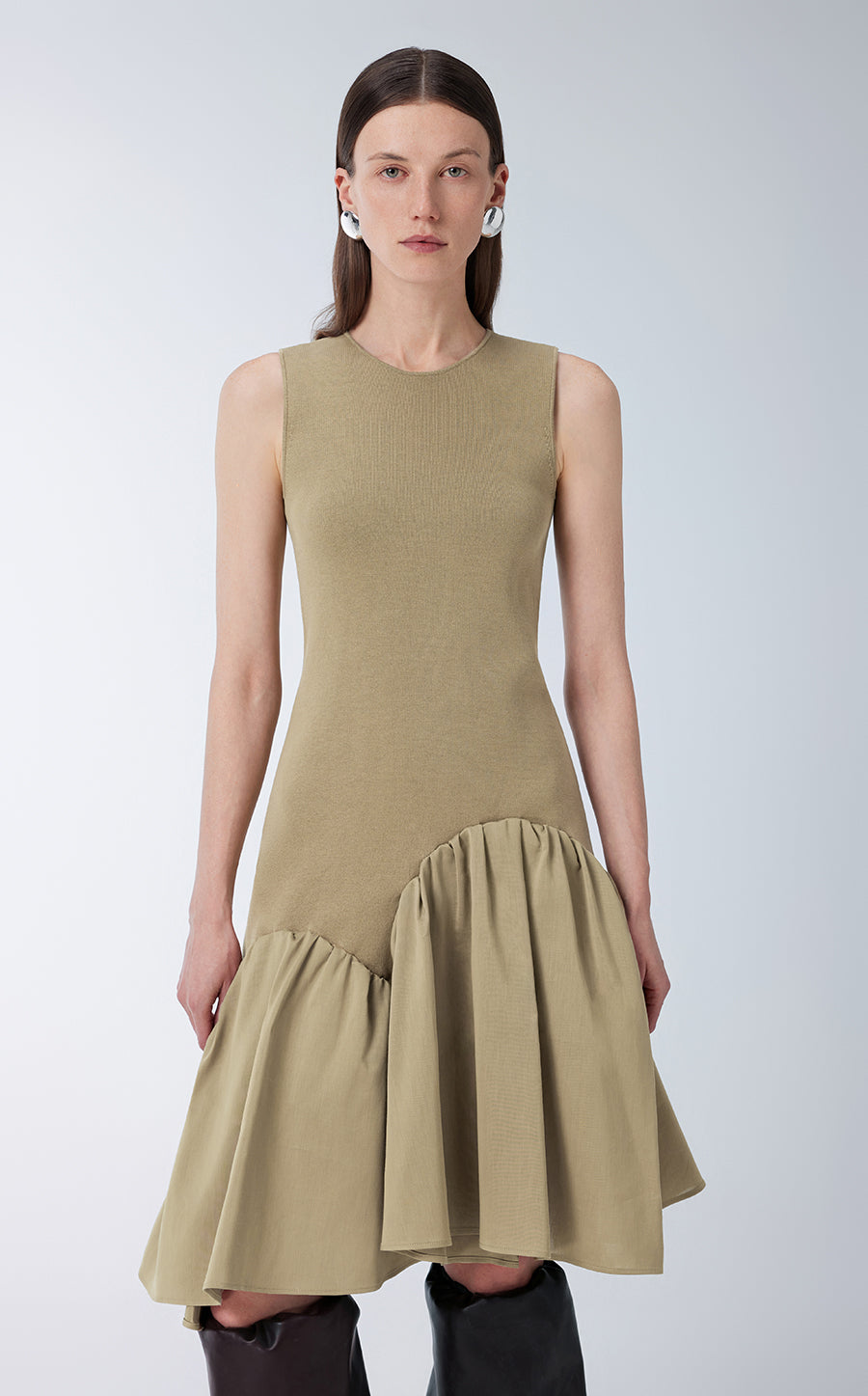 Dress / JNBY Asymmetric Sleeveless Sweater Dress LightGoldenrod4
