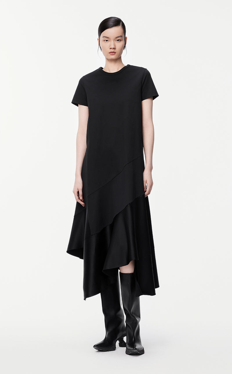 Dresses/JNBY A-line Color Block Short-sleeved Dress Black