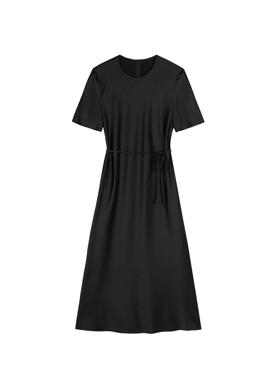 Dresses/JNBY Satin Tea-length Sleeveless Dress Black