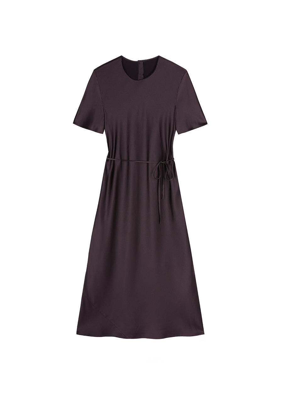 Dresses/JNBY Satin Tea-length Sleeveless Dress Brown