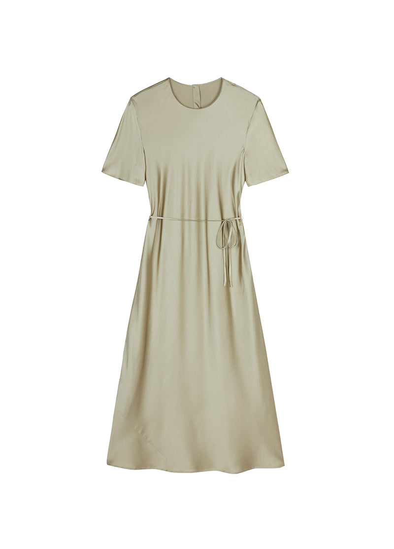 Dresses/JNBY Satin Tea-length Sleeveless Dress DarkKhaki
