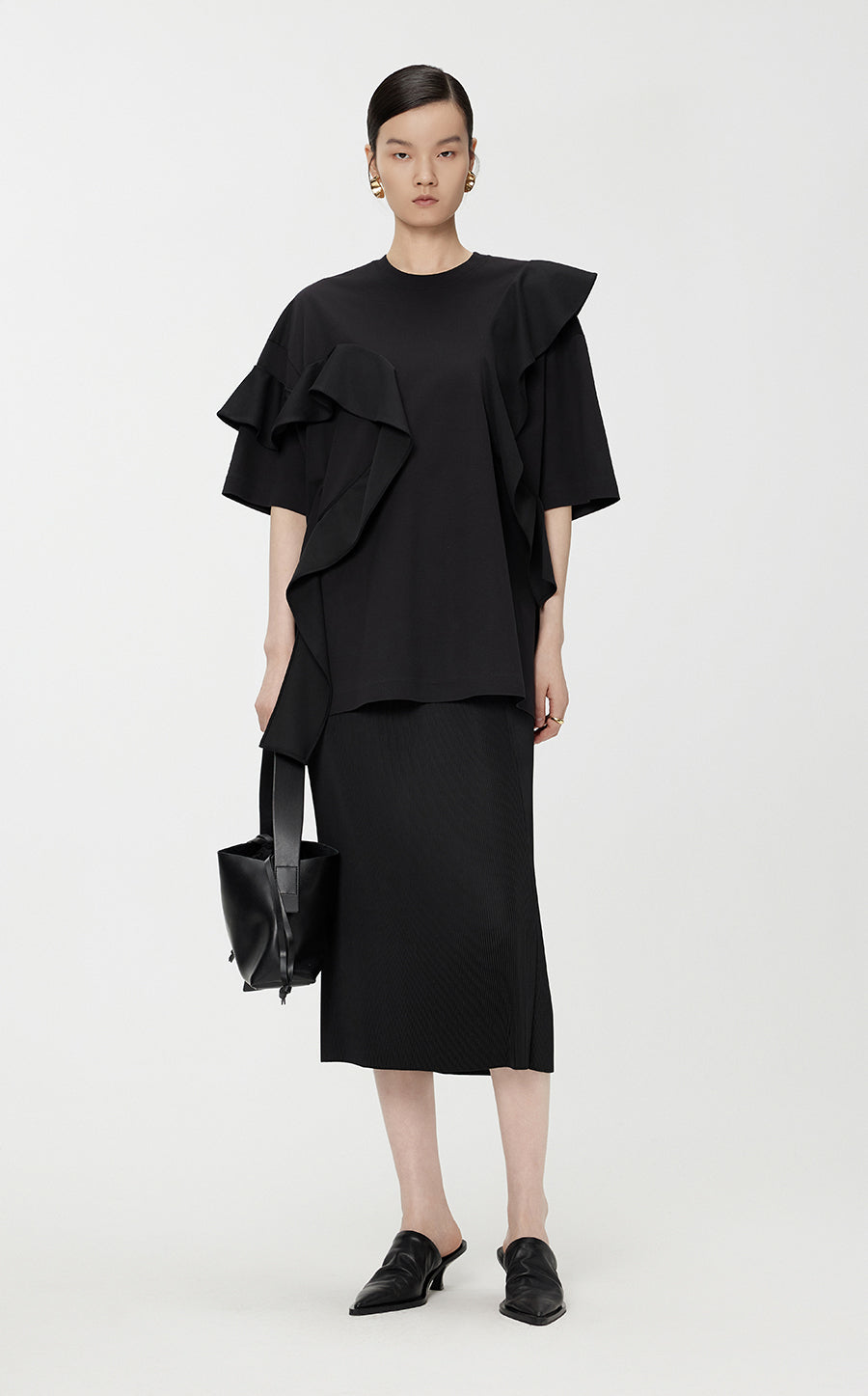 T-Shirt/JNBY Micro-elastic Oversize Short-sleeved T-Shirt Black