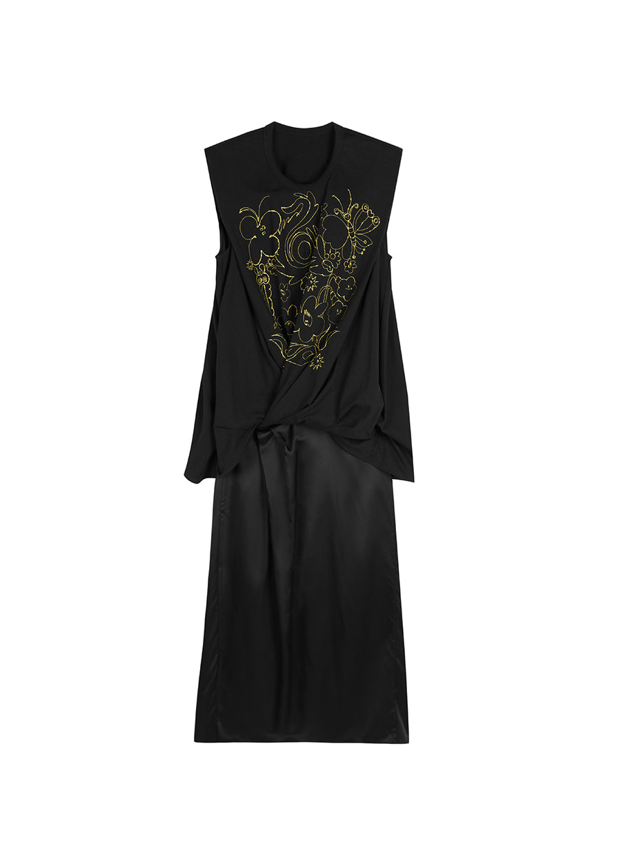 Dresses/JNBY Ankle-length Drawstring Shift Sleeveless Dresses Black