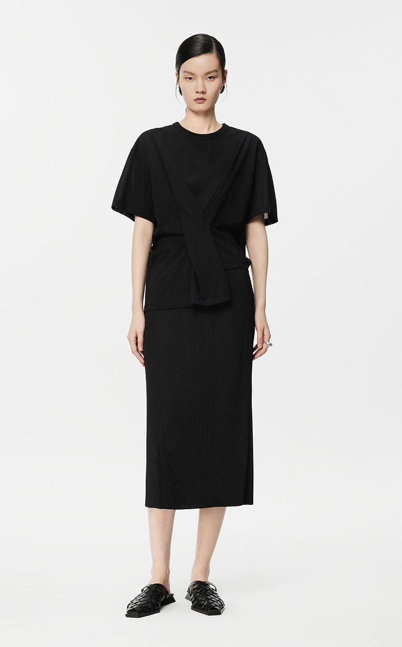 T-Shirt/JNBY Asymmetric Oversize Short-sleeved T-Shirt Black