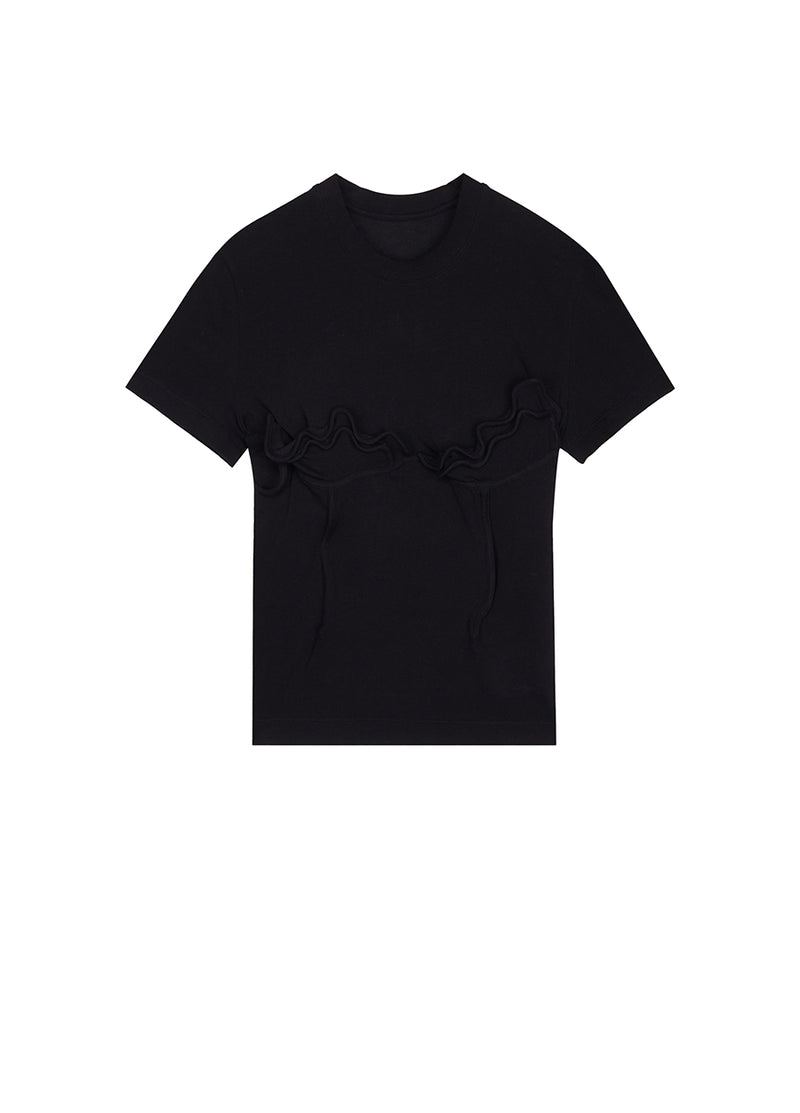 T-shirt /JNBY Drawstring Aluminum Wire Short-sleeved T-shirt Black