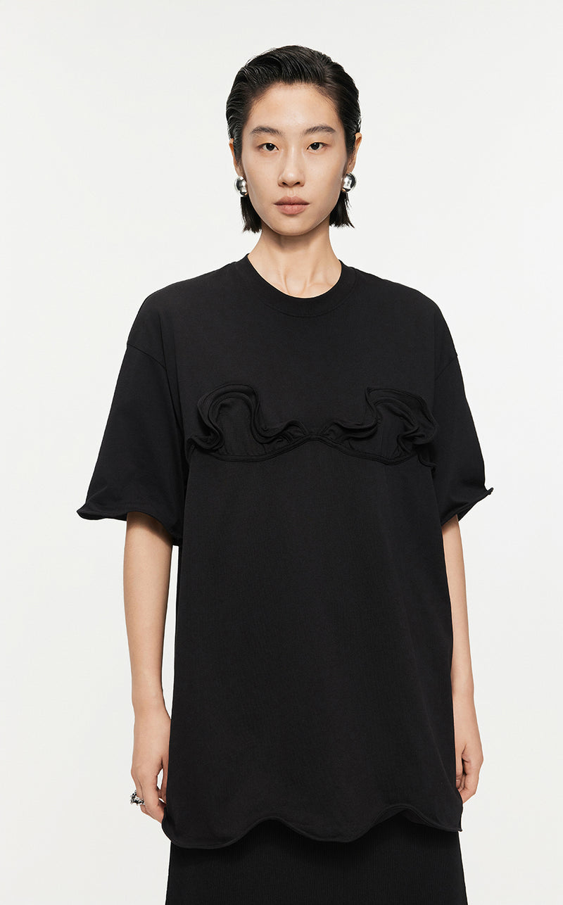 T-shirt /JNBY Drawstring Aluminum Wire Cotton T-shirt