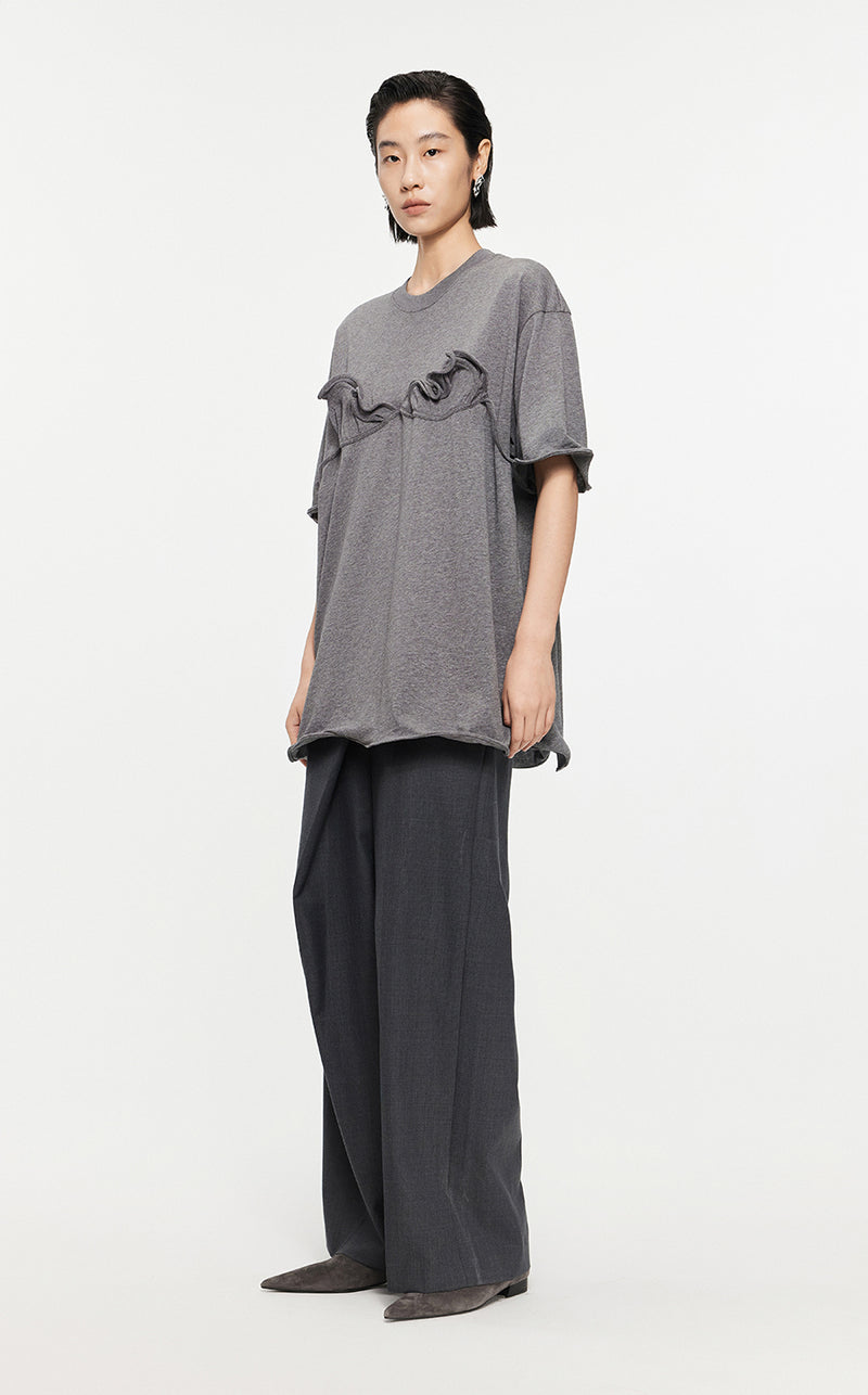 T-shirt /JNBY Drawstring Aluminum Wire Cotton T-shirt