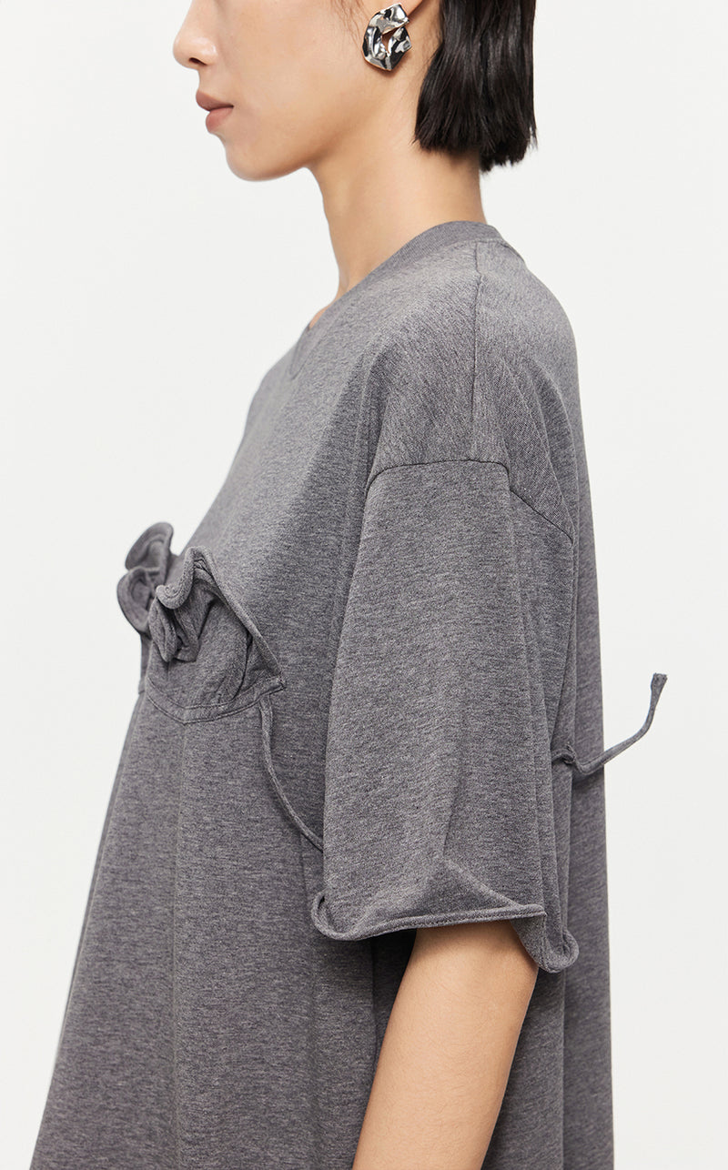 T-shirt /JNBY Drawstring Aluminum Wire Cotton T-shirt