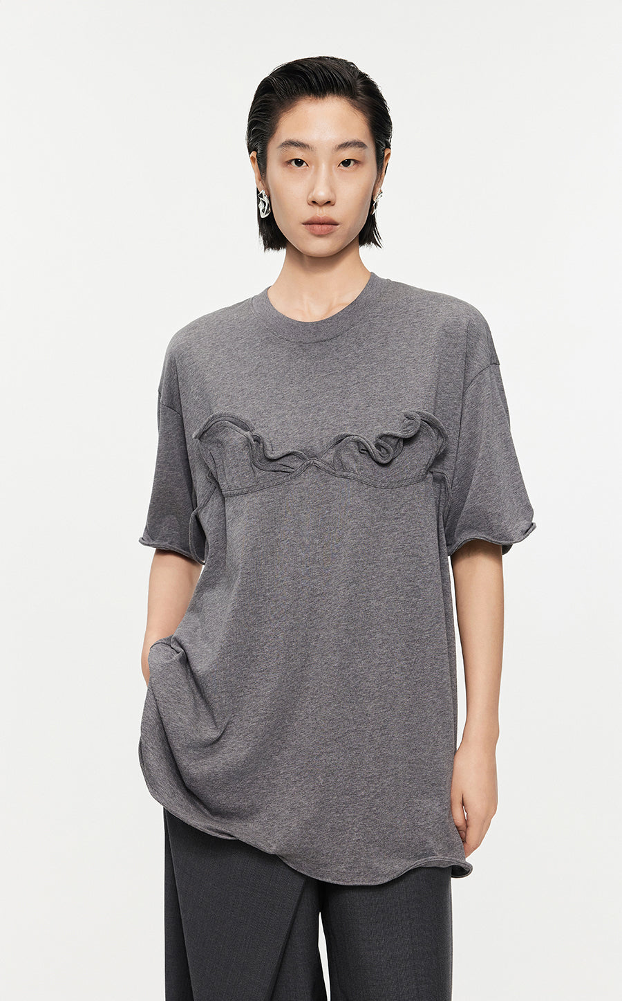 T-shirt /JNBY Drawstring Aluminum Wire Cotton T-shirt