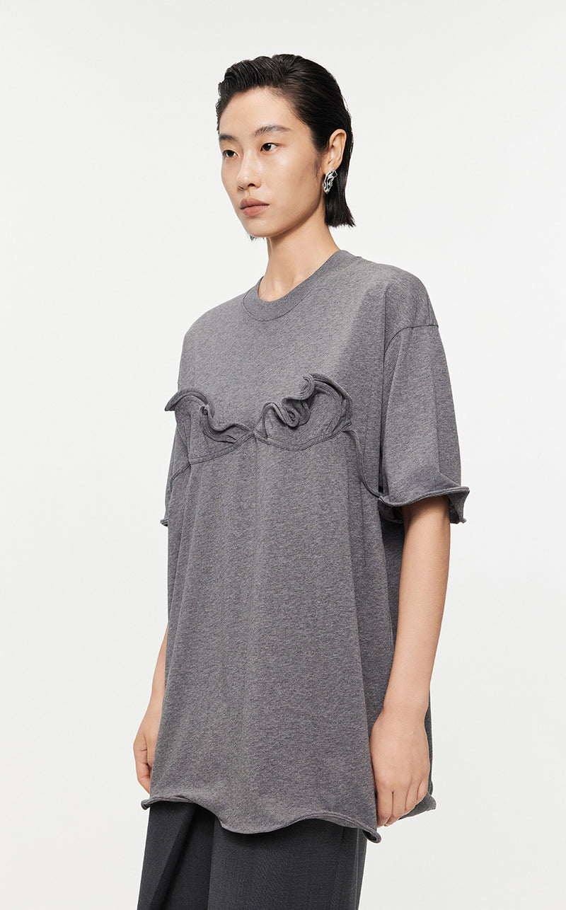 T-shirt /JNBY Drawstring Aluminum Wire Cotton T-shirt
