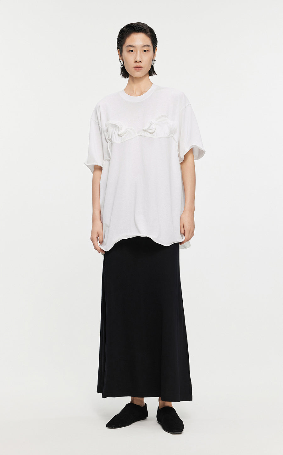 T-shirt /JNBY Drawstring Aluminum Wire Cotton T-shirt White