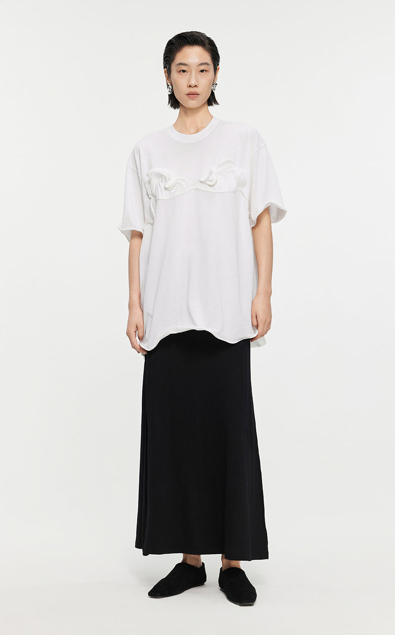 T-shirt /JNBY Drawstring Aluminum Wire Cotton T-shirt White