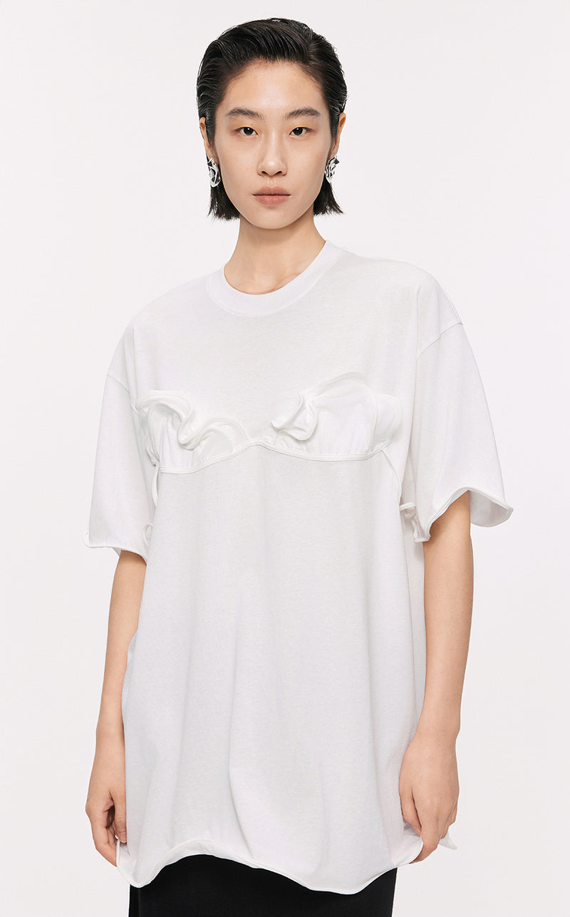 T-shirt /JNBY Drawstring Aluminum Wire Cotton T-shirt