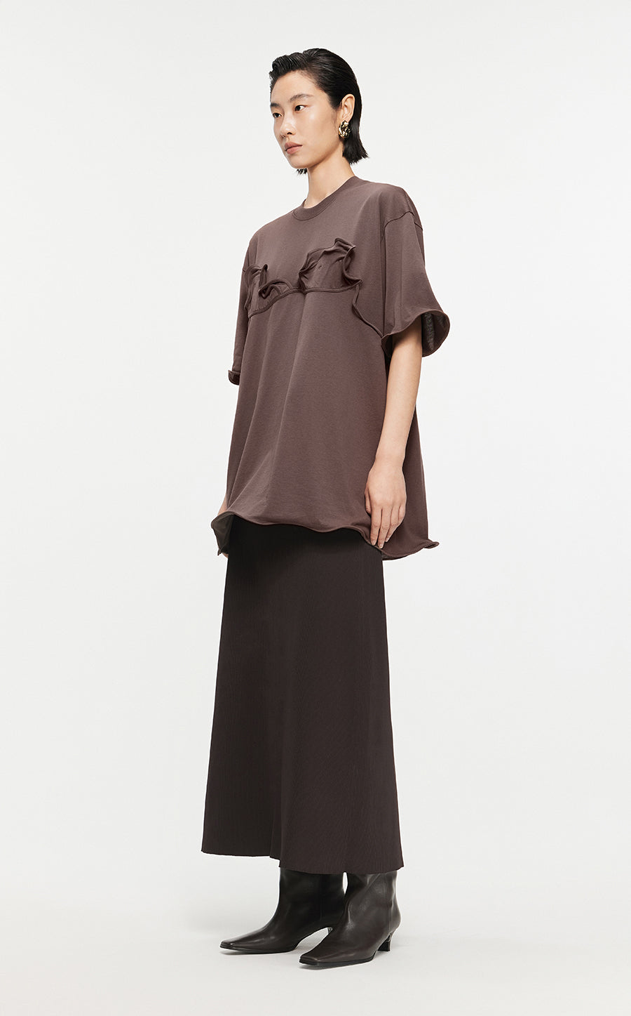 T-shirt /JNBY Drawstring Aluminum Wire Cotton T-shirt