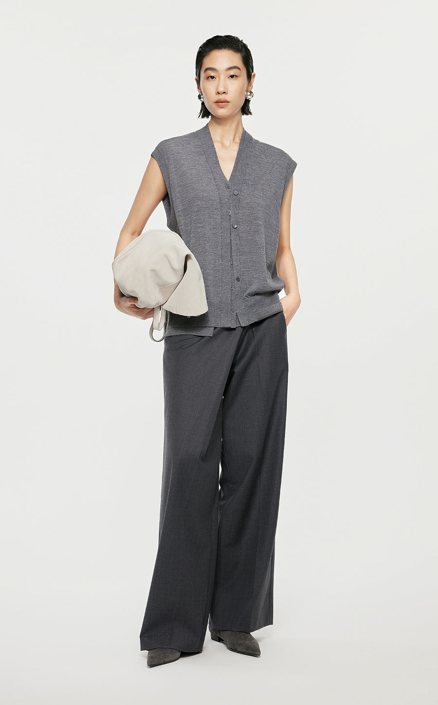 Vest/JNBY Collarless Thin Knit Vest Grey